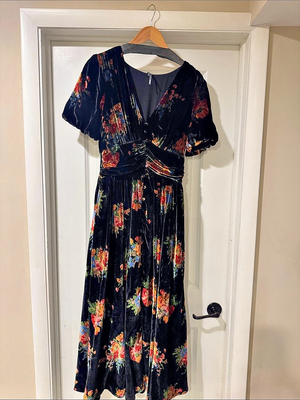 Anthropologie The Katerina Button-Front Dress: Velvet Edition Midi Medium